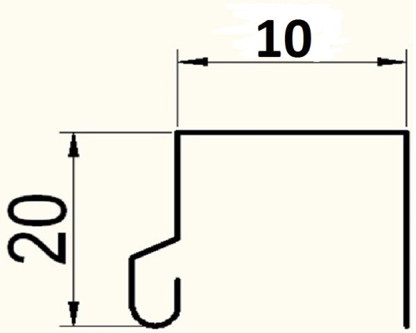 Планка П-образная 20х10х15мм