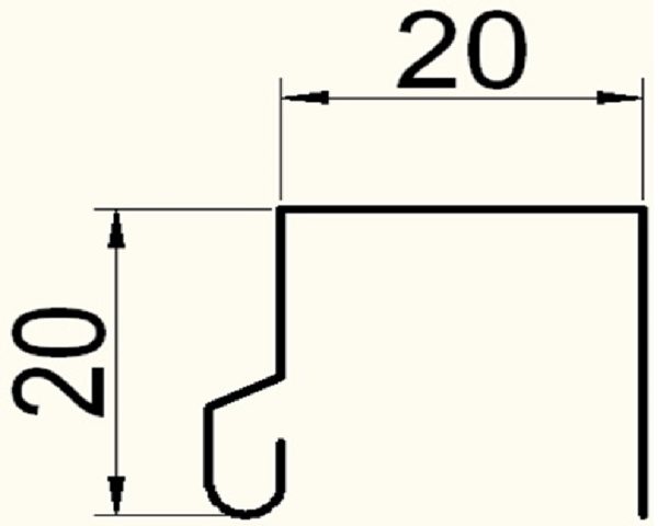 Планка П-образная 20х20х20мм