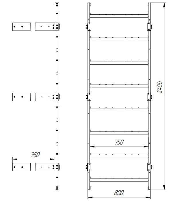 Пожарная лестница П 1-1 2400 мм VEGAPROM Zn